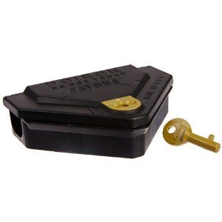 JT Eaton 907 Gold Key Mouse Depot Plastic Heavy Duty Tamper Resistant Mini Bait Station with Solid Lid, 3 11/16" Length x 5 1/4" Width x 1 7/16" Height (Case of 12) Science Lab Cleaning Supplies