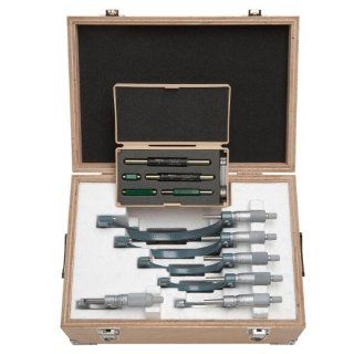 Mitutoyo 103 907 01 Outside Micrometer Set with Standards, 0 6" Range, 0.0001" Graduation (6 Piece Set) Digital Caliper And Micrometer Set