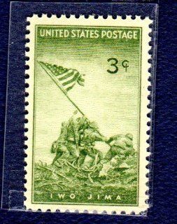 Postage Stamps United States. Scott #929. One Single 3 Cent Yellow Green Marines Raising the Flag on Mt. Suribachi, Iwo Jima Stamp.  Collectible Postage Stamps  