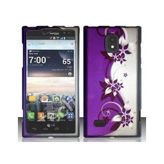 LG Optimus LTE 2 VS930 (Verizon) Purple/Silver Vines Design Hard Case Snap On Protector Cover + Free Opening Tool + Free Magic Soil Crystal Gift Cell Phones & Accessories