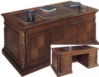 72" Solid Wood Executive Desk with Leather Top FHD930   Home Office Desks