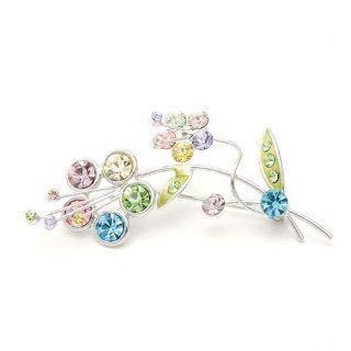 Glamorousky Flower and Leaves Brooch with Multi colour Swarovski Element Crystals (931) Brooches And Pins Jewelry
