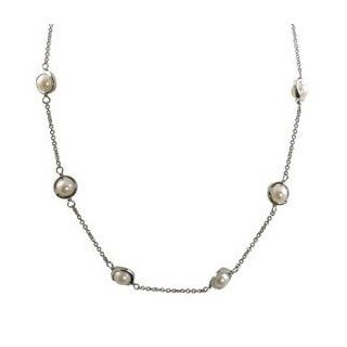 17" Sterling silver chain with 6.5 7mm freshwater cultured pearl necklace. Jewelry