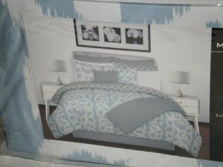 King Duvet Set By Max Studio Home Blue and White Brushed Microfiber   Duvet Cover Sets