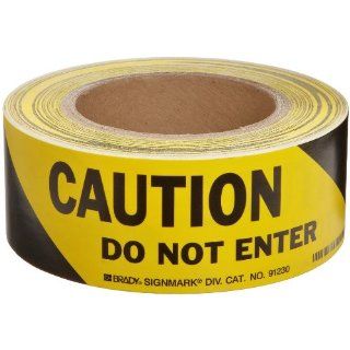 Brady 91230 Bradystripe 100' Length, 2" Width, B 933 Vinyl Black On Yellow Color Temporary Sign Tape, Legend "Caution Do Not Enter" Industrial Warning Signs