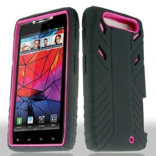 Motorola Droid RAZR XT912 XT 912 Black Silicone Skin Gel X Rated Design on Hot Pink / Magenta Case Cover Snap On Protective Cell Phone Cell Phones & Accessories