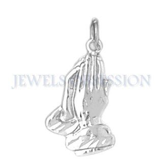 Rhodium Plated 925 Sterling Silver Praying Hands Pendant Jewels Obsession Jewelry