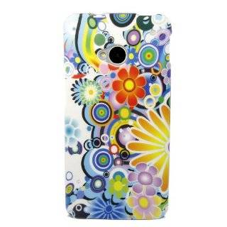 ivencase Colorful Flower 2 Soft TPU Gel Skin Case Cover for HTC ONE M7 + One phone sticker + One "ivencase" Anti dust Plug Stopper Cell Phones & Accessories