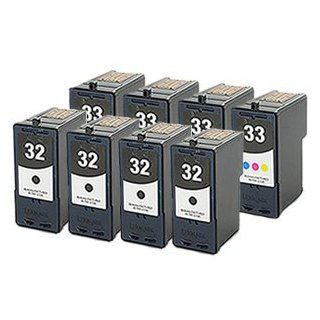 4 Black + 4 Colour Remanufactured LEXMARK No 32 / 18C0032 + No 33 / 18C0033 8pk Printer Ink Cartridges for LEXMARK Printers X / Z / P Series P4350 P6250 P6350 P915 P4330 X5250 X3330 X5450 X3350 X5270 X5470 X7170 X7350 X8350 Z818 Z815 Z816 P 4350 P 6250 P 6