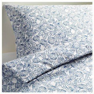 Ikea Bladvass Twin Duvet Cover and Pillowcase, White, Blue   Duvet Cover Sets