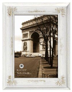Burnes of Boston 110057 Nottingham Picture Frame, 5 Inch by 7 Inch, White Crackle   Single Frames