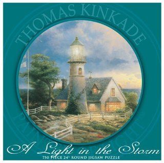 750 Piece Thomas Kinkade Round Puzzle A Light In the Storm Toys & Games