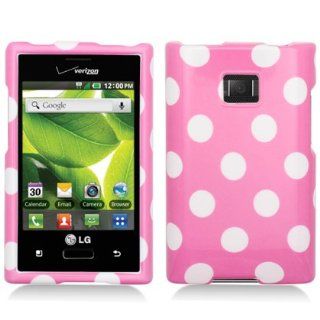 LG Optimus Dynamic L38C (Straight Talk) Polka Dots Image (Light Pink+White) Cell Phones & Accessories