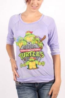 Teenage Mutant Ninja Turtles   Womens Raglan T Shirt In Purple, Size Large, Color Purple Novelty T Shirts Clothing
