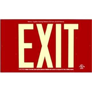 Photoluminescent Red Face Exit Sign 50 Feet UL 924 Listed No Electricity