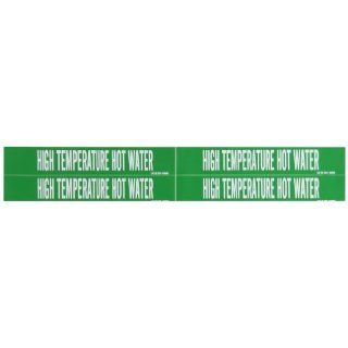 Brady 7371 4 Self Sticking Vinyl Pipe Marker, B 946, 1 1/8" Height X 7" Width, White On Green Pressure Sensitive Vinyl, Legend "High Temperature Hot Water" Industrial Pipe Markers