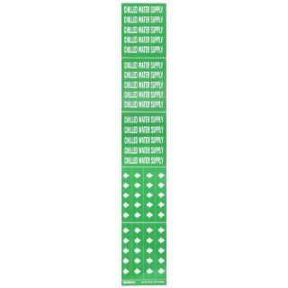 Brady 7047 3C 2 1/4" Height, 2 3/4" Width, B 946 High Performance Vinyl, White On Green Color Self Sticking Vinyl Pipe Marker, Legend "Chilled Water Return", For 3" Or Less Outside Pipe Diameter Industrial Pipe Markers Industrial