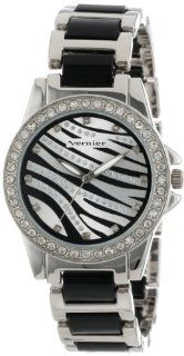 Vernier Women's VNR11098 SS Zebra Dial Black and Silver  Tone Bracelet Watch Watches