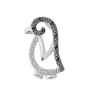 Deluxe Penguin Pendant Cubic Zirconia Sterling Silver 925 Jewelry