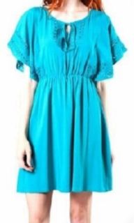 Ya Los Angeles Gorgeous Turquoise Blue Dress with Crocheted Detailing   Medium