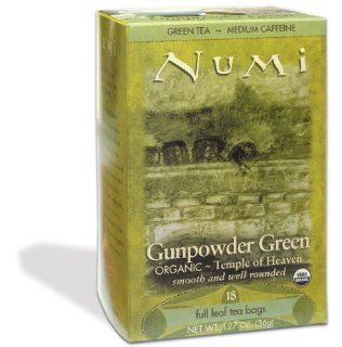 Numi Organic Tea Gunpowder Green   Full Leaf Green Tea in Teabags, 18 Count Box (Pack of 6)  Temple Of Heaven Gunpowder Tea  Grocery & Gourmet Food