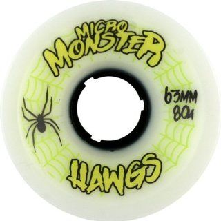 Hawgs Micro Monster 80A 63mm White Skateboard Wheels (Set of 4)  Sports & Outdoors