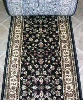 148666   Rug Depot Traditional Oriental Stair Runner   25" Wide Hallrunner   Radici Castello 953 Black   ********ORDER THE LENGTH OF YOUR RUNNER IN FOOTAGE IN THE QUANTITY TAB   EACH QUANTITY EQUALS 1 FOOT********   Black Background   Hallway and Stai