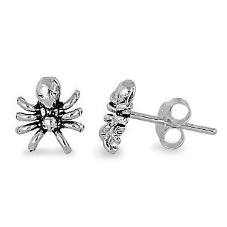 Sterling Silver Mini Stud Earrings   Spider Jewelry