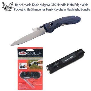 Benchmade 930 Osborne Design Kulgera G10 Handle Plain Edge With Smiths Pocket Knife Sharpener And Fenix Keychain Flashlight Bundle   Pocketknives  