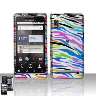 Rubberized Green Blue Pink Colorful Zebra Snap on Design Case Hard Case Skin Cover Faceplate for Verizon Motorola Droid 2 A955 Cell Phones & Accessories