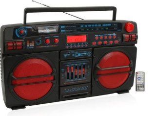 Lasonic i 931BTQ (i931 BTQ) Black and Red Bluetooth Portable Stereo w/ Classic Ghetto Blaster Design   Limited Edition (iPhone, iPod, iPad, Android Compatible)  Boomboxes   Players & Accessories