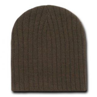 Decky 8 Inch Short Cable Knit Ribbed Beanie Cap (One Size, Brown) at  Men�s Clothing store