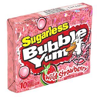 Bubble Yum Sugarless Gum, Wild Strawberry, 10 Piece Packages (Pack of 24)  Chewing Gum  Grocery & Gourmet Food