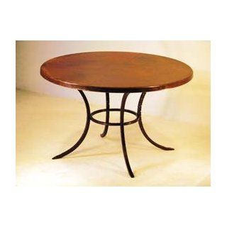 Hammered Copper Top Round Curved Solid Leg Dining Table  