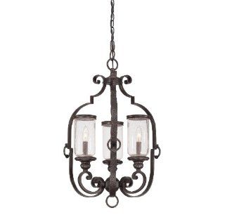 Aurora Lighting Forged Black Finished Foyer Pendant With Clear Seeded Shades   Ceiling Pendant Fixtures  