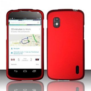 For LG Nexus 4 E960 (T Mobile) Rubberized Cover Case   Red Cell Phones & Accessories