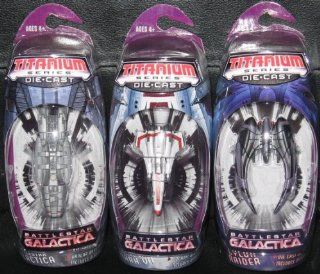 Battlestar Galactica TITANIUM DIE CAST Ship Set of 3 (Wave 1) Toys & Games