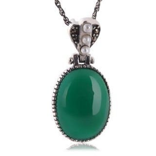 JL12chai Fashion Green Agate and Ziron Womens Pendant Only Jewelry