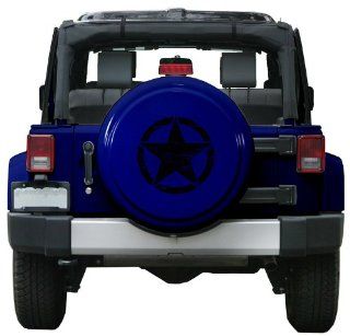 32" Distressed Star   Color Matched Rigid Tire Cover (Plastic Face & Vinyl Band)   2007 2014 Jeep Wrangler (JK) True Blue Pearl Automotive