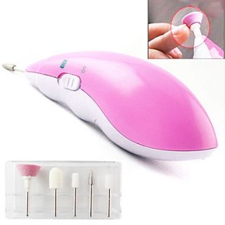 5in1 Electric Manicure/Pedicure Set Nail Grinding Polish Drill5 Cone Heads(Random Color,Powered by 2 AAA Battery)