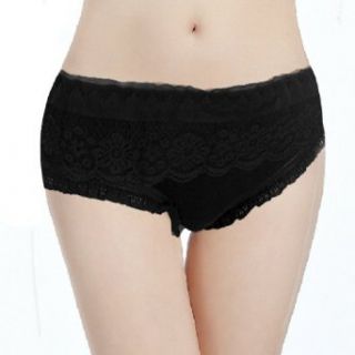 Woman Lace Detail Elastic Waist Panties Briefs Black XS Briefs Underwear