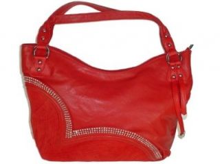 Red Pleather Handbag Purse with Bling Top Handle Handbags Shoes