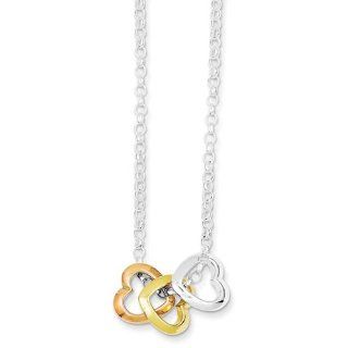 Sterling Silver & Vermeil Polished Fancy Heart Necklace Jewelry