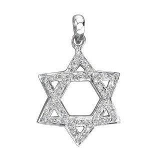 14kt White Gold Star of David Diamond Pendant Jewelry