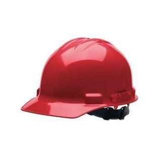 Condor 10G967 Hard Hat, FrtBrim, HDPE, 4PinLk, Red Hardhats