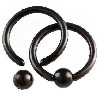 16g 16 gauge (1.2mm), 5/16" Inch (8mm) long   Anodized Surgical Stainless Steel eyebrow lip tragus bars ear rings earring closure ring bcr captive bead bar with 3mm ball Black   Pierced Body Piercing Jewelry Jewellery   Set of 2 AMDD Jewelry