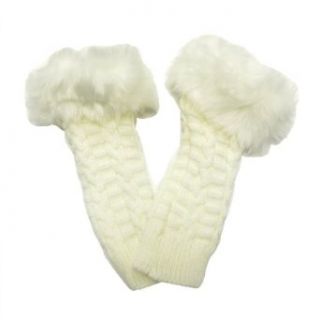 Wrapables Fingerless Gloves with Faux Fur Trim   White Cold Weather Gloves
