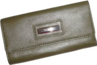 Women's DKNY Soft Leather Wallet with Logo Plaque Army Green