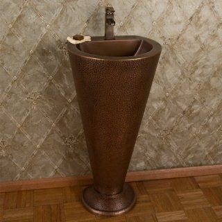 Column Hammered Copper Pedestal Sink    