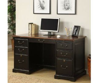 54" Flat Top Desk by Riverside   Burnished Cherry Antique Black (7154)   Home Office Desks